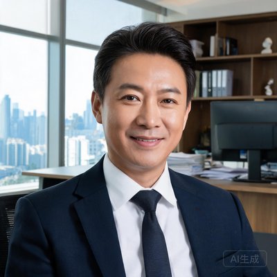 开云体育CEO张明远，40岁左右，面带自信微笑，身穿深色西装，在办公室背景前留影